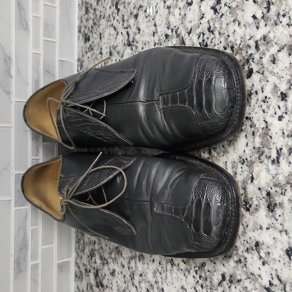 Gray Belvedere Genuine Ostrich Skin Oxford Dress Shoes sz 13 M made in Italy - Picture 2 of 7